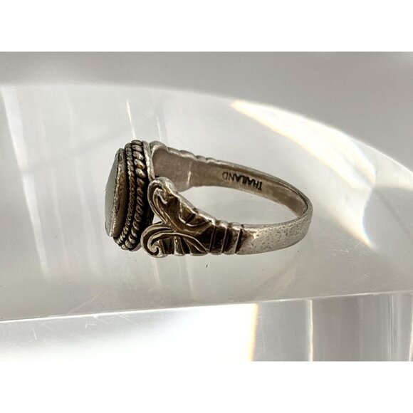 Thai Made Mother of Pearl Modernist 925 Sterling Silver Vintage Ring - sz 6.25 - Picture 5 of 12